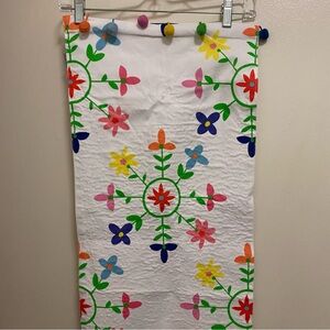 H For Happy 70x13 Tablerunner 70” Long White MulticolorSpring Floral Print READ